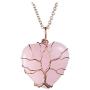 Jovivi Vintage Teardrop/Heart Natural Gemstones Healing Crystal Stone Necklace Wire Wrapped Copper Tree of Life Chakra Pendant for Women Men Mothers Fathers Day Gifts