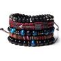 WAINIS Braided Leather Bracelets for Men Women Wrap Tiger Eye Lava Rock Beads Bracelet Woven Ethnic Tribal Rope Wristbands Bracelets Set Adjustable