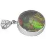 Starborn Ammolite and Sterling Silver Round Pendant with Filigree Bail