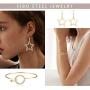 FIBO STEEL 4 Pcs Necklaces,24 Pairs Stud Dangle Earrings,10 Pcs Chain Bangle Bracelets Set for Women Fashion Gold Necklace Jewelry Set