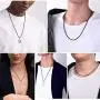 ChainsPro Waterproof Braided Leather Necklace Wax Rope Chain, Customize Available, 2/3mm Width, with Durable Snap Clasp, 16”18'' 20'' 22'' 24'' 26'' 28'' 30''-Send Gift Box