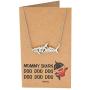 Quan Jewelry Mommy Shark Necklace, Family Necklace, Best Jewelry Gifts for Family with Funny Quotes Greeting Card (Mommy Shark)