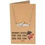 Quan Jewelry Mommy Shark Necklace, Family Necklace, Best Jewelry Gifts for Family with Funny Quotes Greeting Card (Mommy Shark)