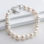 Pearl Bracelets Freshwater Cultured 8-9mm White Pearl Bracelet for Women Sterling Silver Clasp Pearl Jewelry Gift for Girls Daughter Bridesmaid 7.1 Inches
