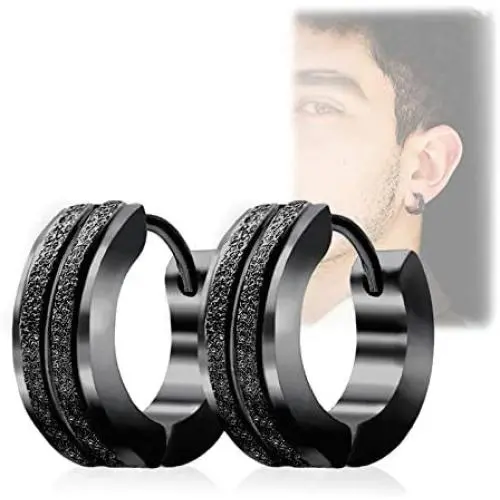 Stainless Steel Hoop Earrings For Mens Womens,Silver/Gold/Black/Blue Hypoallergenic Round Huggie Earrings,Fashion Punk Earrings Piercing Jewelry Gift for Boys Girls Stainless Steel Hoop Earrings For Mens Womens,Silver/Gold/Black/Blue Hypoallergenic Round Huggie Earrings,Fashion Punk Earrings Piercing Jewelry Gift for Boys Girls