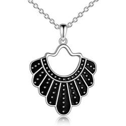 ONEFINITY Ruth Bader Ginsburg Necklace rbg Dissent Collar Necklace Sterling Silver Dangle for Ruth Bader Ginsburg Fans Jewelry Gifts