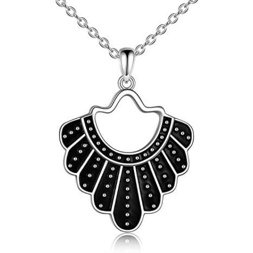 ONEFINITY Ruth Bader Ginsburg Necklace rbg Dissent Collar Necklace Sterling Silver Dangle for Ruth Bader Ginsburg Fans Jewelry Gifts