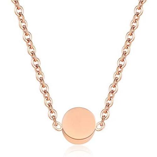 JIAHATE Dot Necklace,Women Girls Delicate Round Circle Necklace Tiny Little Simple Disc Slider Charm Stainless Steel Minimalist Circle Petite Jewelry