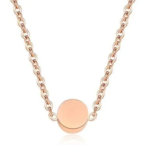 JIAHATE Dot Necklace,Women Girls Delicate Round Circle Necklace Tiny Little Simple Disc Slider Charm Stainless Steel Minimalist Circle Petite Jewelry