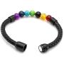 JOVIVI Personalized Custom Natural Agate/Tiger Eye/Lava Rock Stone Beads Essential Oils Diffuser Bracelet Healing for Men Women Leather Cuff Bracelets Stainless Steel Magnetic Buckle
