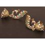 Touchstone Indian Bollywood Desire Traditional Indian Floral Motif Pear Shape Rhinestones Designer Jewelry Chandelier Earrings In Antique Gold Tone For Women.