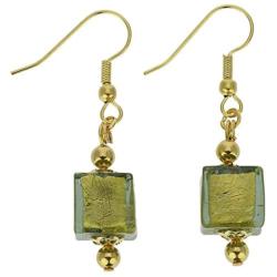 GlassOfVenice Murano Glass Antico Tesoro Cubes Earrings -Olive Green