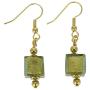 GlassOfVenice Murano Glass Antico Tesoro Cubes Earrings -Olive Green
