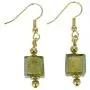 GlassOfVenice Murano Glass Antico Tesoro Cubes Earrings -Olive Green