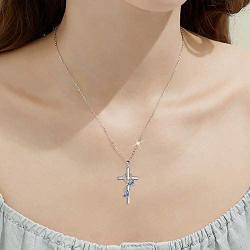 POPLYKE Butterfly Cross Necklace 925 Sterling Silver Cross Pendant Necklace for Women Girls Butterfly Jewelry Gifts