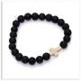 Xusamss Fashion 8mm Lava Rock Essential Oil Diffuser Bracelet Religious Cross Elastic Link Bracelet,7 1/2 Wrist