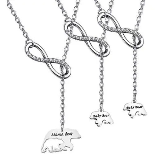 Zuo Bao Mama Bear and Baby Bear Lariat Y Necklace Set Mother Daughters Necklace Set Sweet Mother Daughter Gift Mom Jewelry Zuo Bao Mama Bear and Baby Bear Lariat Y Necklace Set Mother Daughters Necklace Set Sweet Mother Daughter Gift Mom Jewelry
