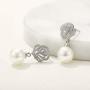 SWEETV Cubic Zirconia Pearl Drop Wedding Earrings for Brides, Ivory Bridal Pearl Earrings for Bridesmaid Jewelry Gift