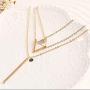 Jovono Fashion MultiLayered Necklaces Rhinestone Strip Pendant Necklace for Women and Girls(Gold)