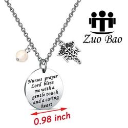 Zuo Bao Nurses Prayer Necklace with RN Charm,Gifts for Nurses, Nursing Graduation, Medical Jewelry