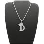 Fashion 21 Unisex Small Size Pave Initial Alphabet Letter Pendant 2mm 24 inches Box Chain Necklace