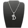 Fashion 21 Unisex Small Size Pave Initial Alphabet Letter Pendant 2mm 24 inches Box Chain Necklace
