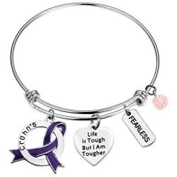 MAOFAED Crohn ’s Gift Crohn ’s Awareness Gift Crohn ’s Warrior Gift Crohn ’s Survivor Gift Life is Tough But I Am Tougher Crohn ’s Bracelet for Her