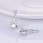 GULICX Silver Plated Base Round Cut Flawless CZ Cubic Zirconia Crystal White Women Drop Earrings
