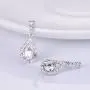 GULICX Silver Plated Base Round Cut Flawless CZ Cubic Zirconia Crystal White Women Drop Earrings