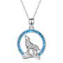 YFN Wolf Pendant Necklace 925 Sterling Silver Cubic Zirconial Wolf Moon Necklace 18'' Birthday Day Jewelry for Girlfriend Wife
