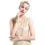 Coucoland 1920s Flapper Bracelet Ring Set Roaring 20s The Great Gatsby Austrian Crystals Imitation Pearl Bracelet Accessory
