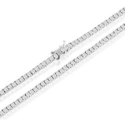 NYC Sterling Womens Magnificent 2mm Round Cubic Zirconia Tennis Necklace
