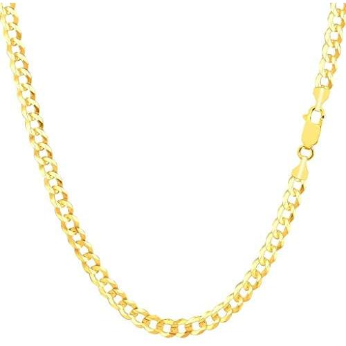 14K Gold 2.5MM, 4MM, 5MM, 6.5MM, 7.5MM, 9MM Cuban/Curb Chain Necklace and Bracelet - Made In Italy - Yellow, White, Rose