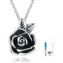 Rose Flower Urn Necklace Cremation Jewelry for Ashes S925 Sterling Silver Memorial roseflower urn Pendant Necklaces for Women