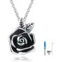 Rose Flower Urn Necklace Cremation Jewelry for Ashes S925 Sterling Silver Memorial roseflower urn Pendant Necklaces for Women