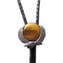 Haina Bolo Tie for Men Women Western Cowboy Cowgirl Eagle Bola Tie Genuine Leather String Natural Stone Tiger Eye Vintage Jewelry