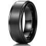 King Will Basic 8mm Black High Polish Matte Finish Tungsten Mens Wedding Ring Comfort Fit