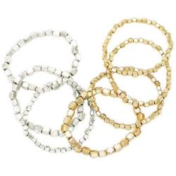Rosemarie Collections Womens Chunky Nugget Stacking Statement Stretch Bracelet Set of 7