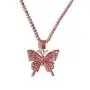 Butterfly Necklace Tennis Link Chain Butterfly Necklace Iced Out Zirconia Butterfly Pendent Hip Hop Choker Necklace for Women Girls
