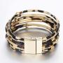 Lingdong Leopard Leather Bracelets for Fashion Women Leather Bracelet & Bangles Elegant Multilayer Wrap Wide Bracelet Jewelry