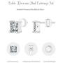 FOCOOG Stud Earrings,5 Pairs Square Clear Cubic Zirconia Earrings Stud Pack