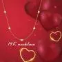 Yafeeso Solid 14K Gold Heart Necklace for Women Heart Station Pendant Necklace Love Heart Jewelry Anniversary Birthday Gifts for Her, 16+2 Inch