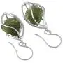 Starborn Sterling Silver Natural Moldavite Caged Earrings Starborn Sterling Silver Natural Moldavite Caged Earrings