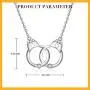 Sterling Silver Handcuff Heart Necklace for Women Girls Dainty Interlocking Statement White Gold Pendant Jewelry Gifts Partners in Crime Best Friend Necklaces