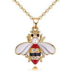 Osemind Bee Necklace for Women 14K Gold Honey Bee Pendant Necklace Enamel Bee Necklace Gold Bee Jewelry Gift for Teen Girls