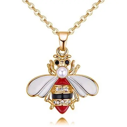 Osemind Bee Necklace for Women 14K Gold Honey Bee Pendant Necklace Enamel Bee Necklace Gold Bee Jewelry Gift for Teen Girls Osemind Bee Necklace for Women 14K Gold Honey Bee Pendant Necklace Enamel Bee Necklace Gold Bee Jewelry Gift for Teen Girls