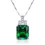 BONLAVIE Womens Pendant Necklace with Created Emerald Cubic Zirconia CZ Birthstone 925 Sterling Silver Chain Pendant Christmas Romantic Date Gift