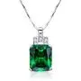 BONLAVIE Womens Pendant Necklace with Created Emerald Cubic Zirconia CZ Birthstone 925 Sterling Silver Chain Pendant Christmas Romantic Date Gift