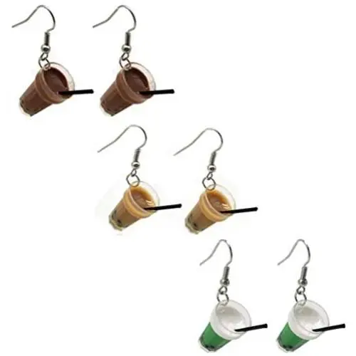3 Pairs Cute Resin Pearl Milk Tea Dangle Earrings Funny Lemon Fruit Juice Tea Green Bubble Tea Wine Bottle Drop Earrings for Women Girls Unique Simulation Food Valentines Day Jewelry 3 Pairs Cute Resin Pearl Milk Tea Dangle Earrings Funny Lemon Fruit Juice Tea Green Bubble Tea Wine Bottle Drop Earrings for Women Girls Unique Simulation Food Valentines Day Jewelry