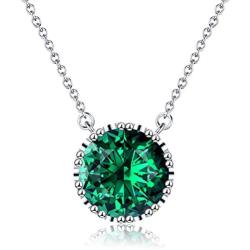 Beyond Love Crown Pendant Necklace 14K White Gold Plated Dainty Silver Chain Choker 2.25 Ct 5A Cubic Zirconia 12 Month Birthstone Necklace for Women Girl Jewelry Gift 18”